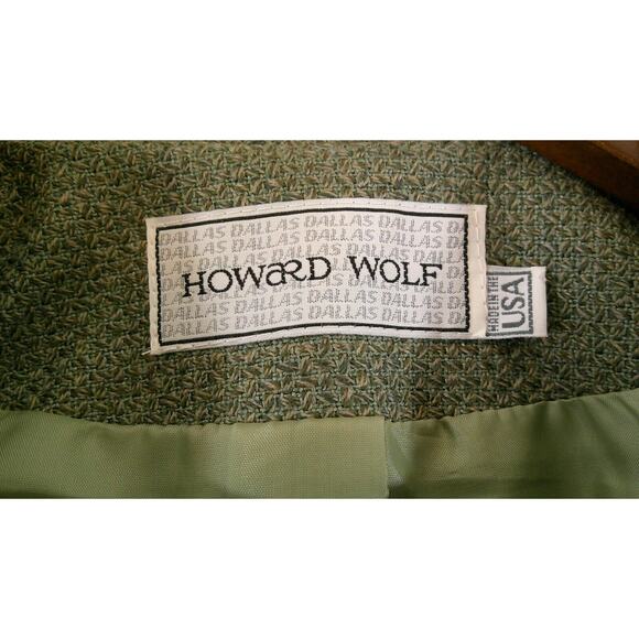 Howard Wolf Wool Blend Jacket- Green/Shimmering Gold Threading -Women's size 8 - Picture 10 of 10